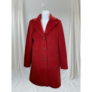 Calvin Klein Red Wool Cashmere Blend Coat Women’s Classic Button Front Jacket